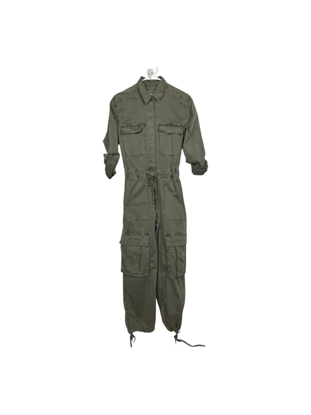 Abercrombie & Fitch Jumpsuit Womens XS Olive Green Rolled Ghostbusters Button